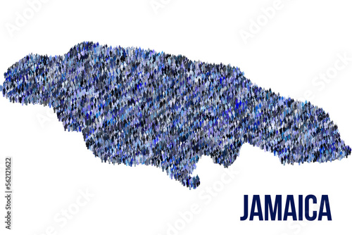 Fotografie The map of the Jamaica made of pictograms of people or stickman figures