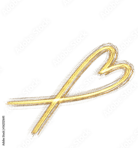 Cute Gold Glitter Line Heart Shape Ornament Doodle Hand Drawn