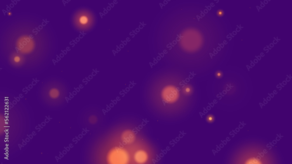 Floating pink spots bokeh effect on purple bg. Abstract backdrop to advertise. Copy space for congratulation text