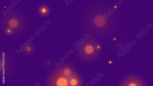 Floating pink spots bokeh effect on purple bg. Abstract backdrop to advertise. Copy space for congratulation text