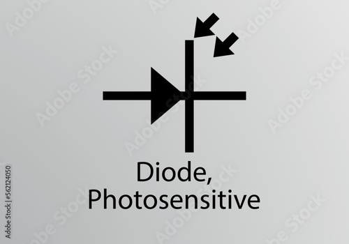 Diode Photosensitive Engineering Symbol, Vector symbol design. Engineering Symbols.