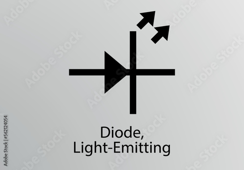 Diode Light Emitting Engineering Symbol, Vector symbol design. Engineering Symbols.