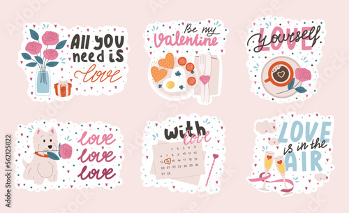 Set of stickers for Valentines day