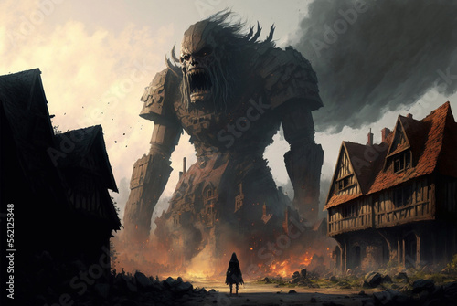 Giant destroys the village
