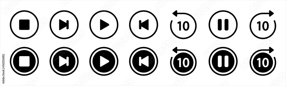 Media Player icon, buttons, symbol, sign, vector illustration Media Player icon, buttons, symbol, sign, vector illustration