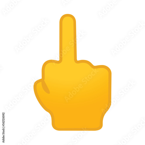 Middle Finger vector emoji flat icon. Isolated rude or insulting gesture sign sticker design.