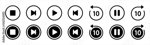 Media Player icon, buttons, symbol, sign, vector illustration