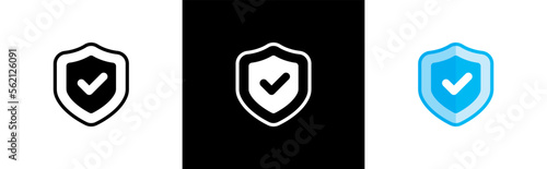 Shield check mark icon. security shield protection with tick symbol sign, vector illustration