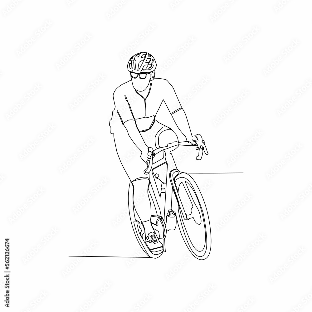 Fototapeta premium continuous line drawing of man exercising bicycle