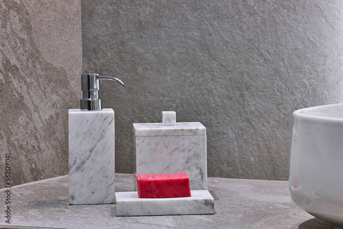 Fotografie soap dish, bathroom, concrete
