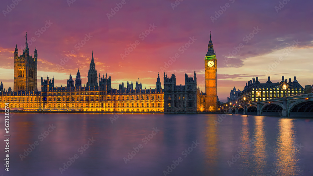 London, England; January 17, 2023 - A view acroos the River Thames of the Palace of Westminster, London, England