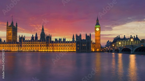 London  England  January 17  2023 - A view acroos the River Thames of the Palace of Westminster  London  England