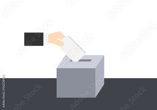 businessman voter with ballot polling station background