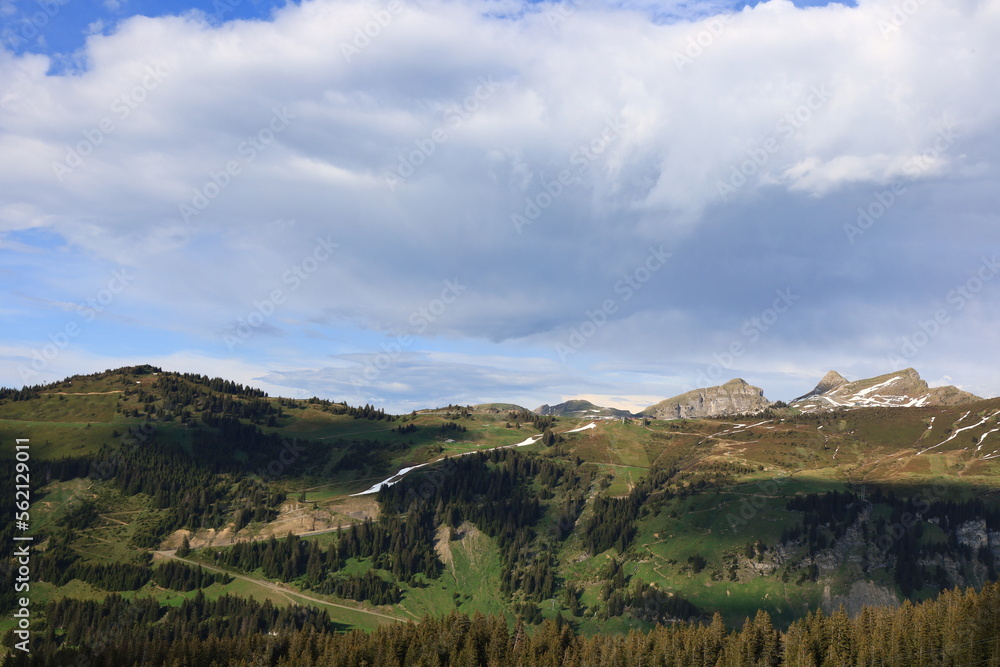 View from the Chésery pass is a small pass of France located in the Alps, in the Chablais massif, at 1,992 metres altitude1, above Montriond in Haute-Savoie View from the Chésery pass is a small pass of France located in the Alps, in the Chablais massif, at 1,992 metres altitude1, above Montriond in Haute-Savoie