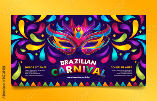 Colorful brazilian carnival banner template with dark blue background