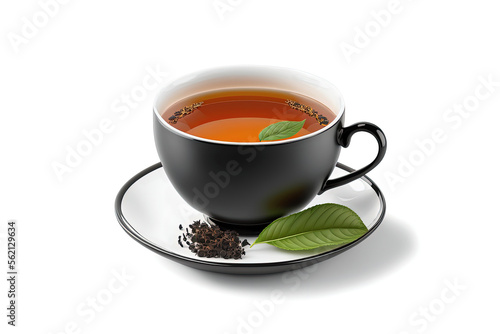 Cup of tea isolated on white background. AI generation.