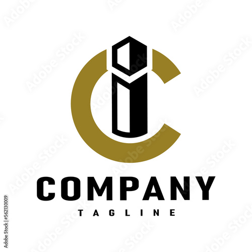 CI Vintage Alphabet letter monogram logo, simple C,I symbol icon
