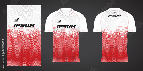 red white sports jersey template for team uniforms and Soccer t shirt design