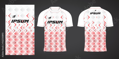 red white sports jersey template for team uniforms and Soccer t shirt design