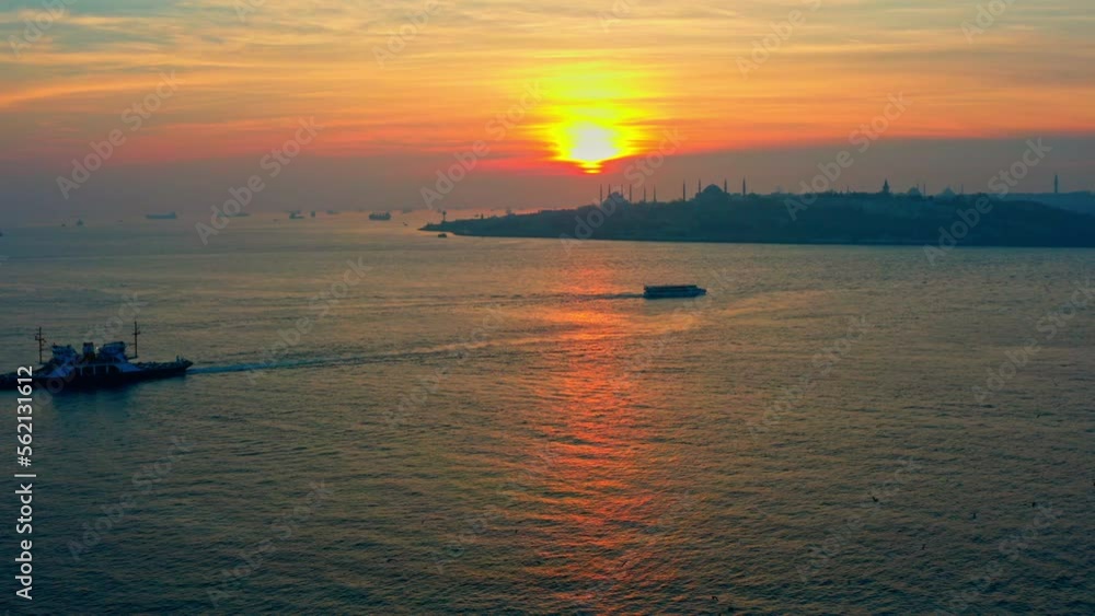 Aerial Drone View of Istanbul Uskudar Seaside. Bosphorus Bridge in Istanbul at sunset. Aerial Drone View of Istanbul Uskudar Seaside. Bosphorus Bridge in Istanbul at sunset.