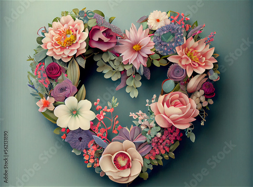 Heart shaped flower wreath ...