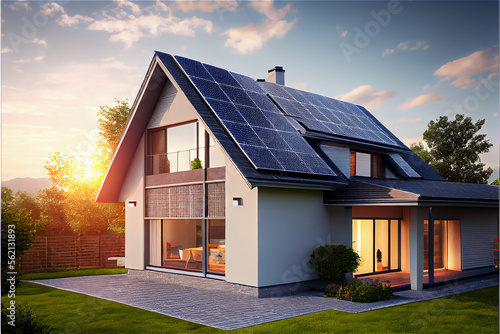 House with solar panels on ...