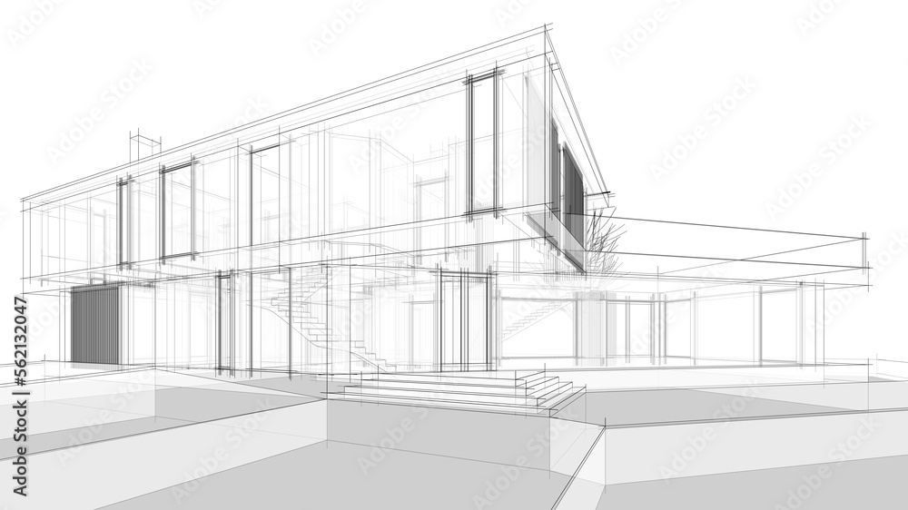 house building sketch architecture 3d illustration house building sketch architecture 3d illustration
