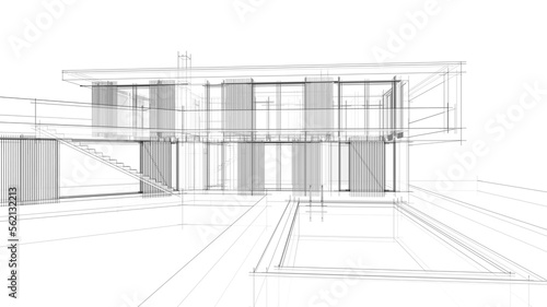 house building sketch architecture 3d illustration