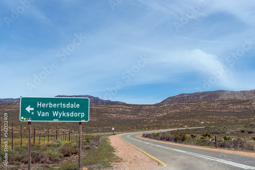 Directional sign for Herbertsdale and Van Wyksdorp on road R323