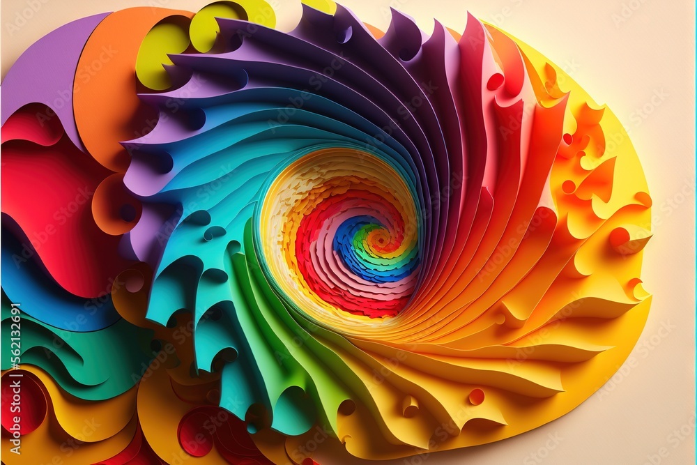 A Colorful Spiral Of Paper With A White Background And A Blue Border a-colorful-spiral-of-paper-with-a-white-background-and-a-blue-border