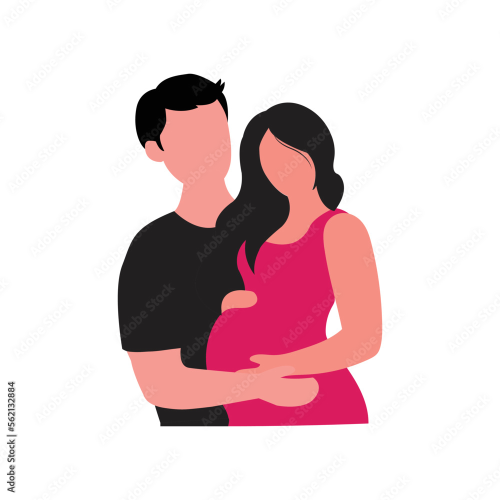 Pregnant woman with her husband vector art.