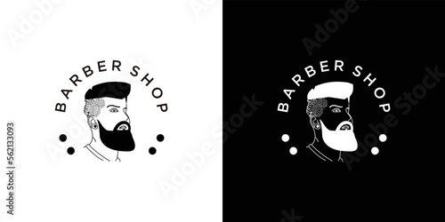 Barber shop label badge emblem. Vector black