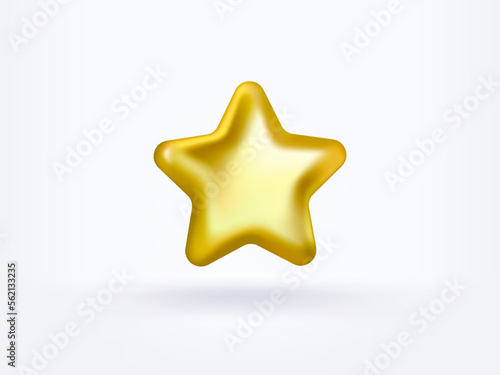 3D gold star. Win  award and show design element. 3d rendering. 3D vector golden star.