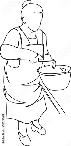 elderly woman grandmother preparing pies biscuits