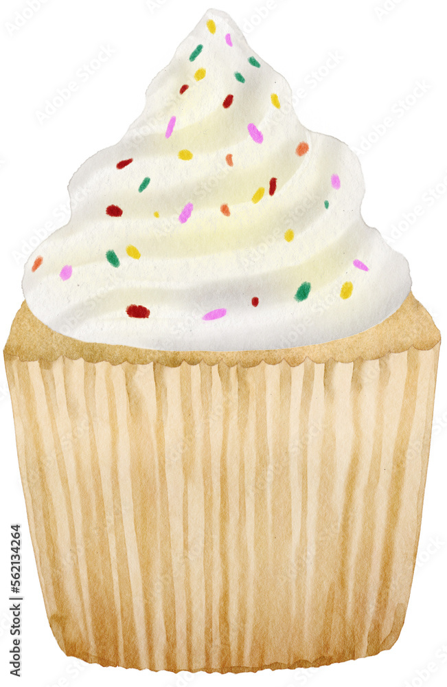 Watercolor Cupcake Vanilla Stock Illustration Adobe Stock