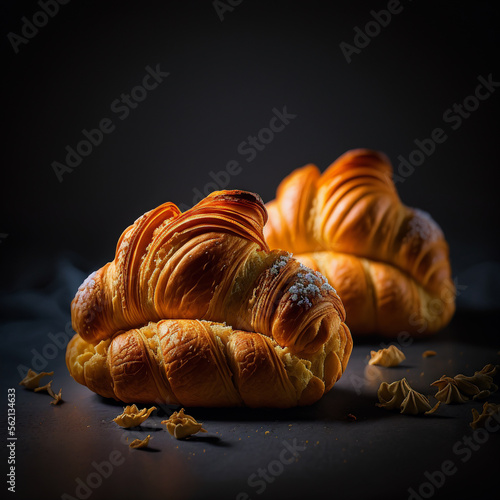 Croissants on black background