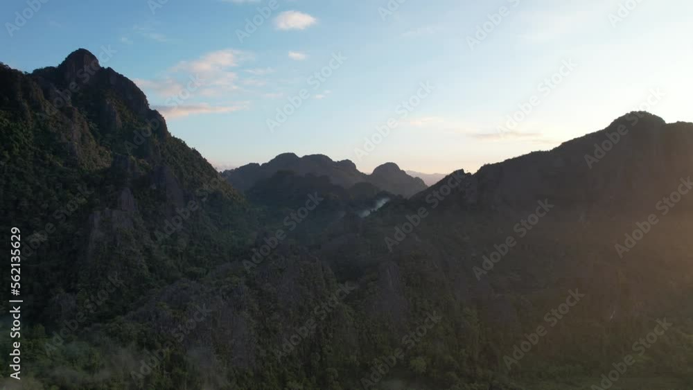 View from drone of Nam Xay Viewpoint at lao
