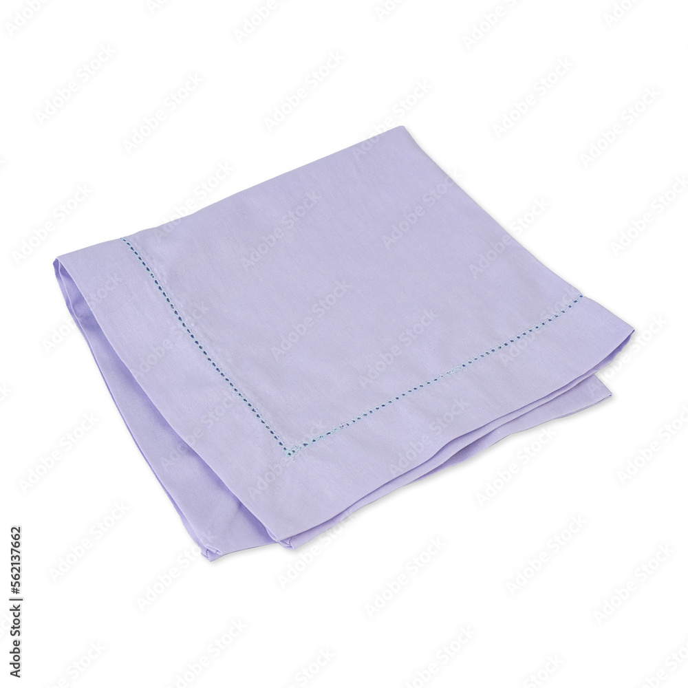 Folded purple tissue napkin isolated over white background