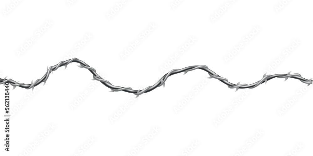 Barbed wire. Fencing strong sharply pointed element, twisted around, art pattern. Industrial barbwire, protection concept design. Modern metallic sharp element for area protection Barbed wire. Fencing strong sharply pointed element, twisted around, art pattern. Industrial barbwire, protection concept design. Modern metallic sharp element for area protection