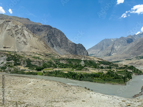 Afghan village on the beautiful Panj River.