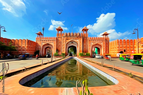 Illustration of jaipur city gate.