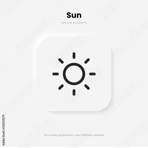 Light, intensity setting, contrast, brightness, sun icon symbol sign on isolated white background with clipping path for UI UX website mobile app. Vector elements EPS10.