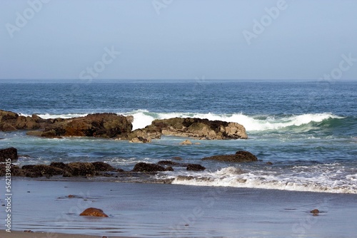 waves crashing on rocks
