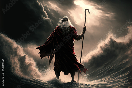 Fotografia Moses parting the Red Sea created with Generative AI