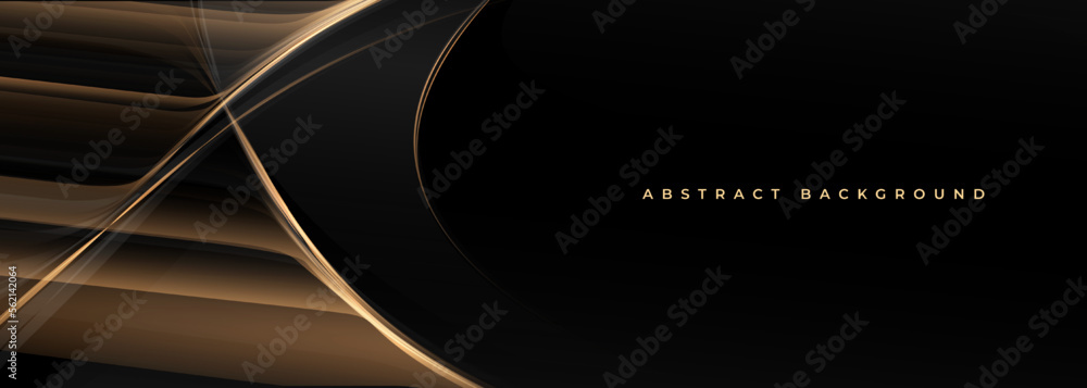 Elegant black and gold wide abstract luxury background with golden ...