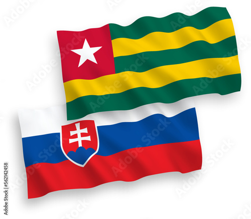 Flags of Slovakia and Togolese Republic on a white background