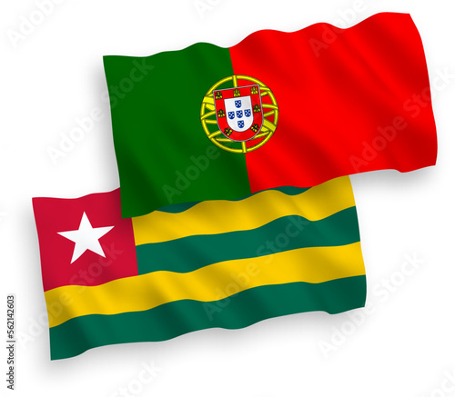 Flags of Portugal and Togolese Republic on a white background