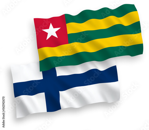Flags of Finland and Togolese Republic on a white background