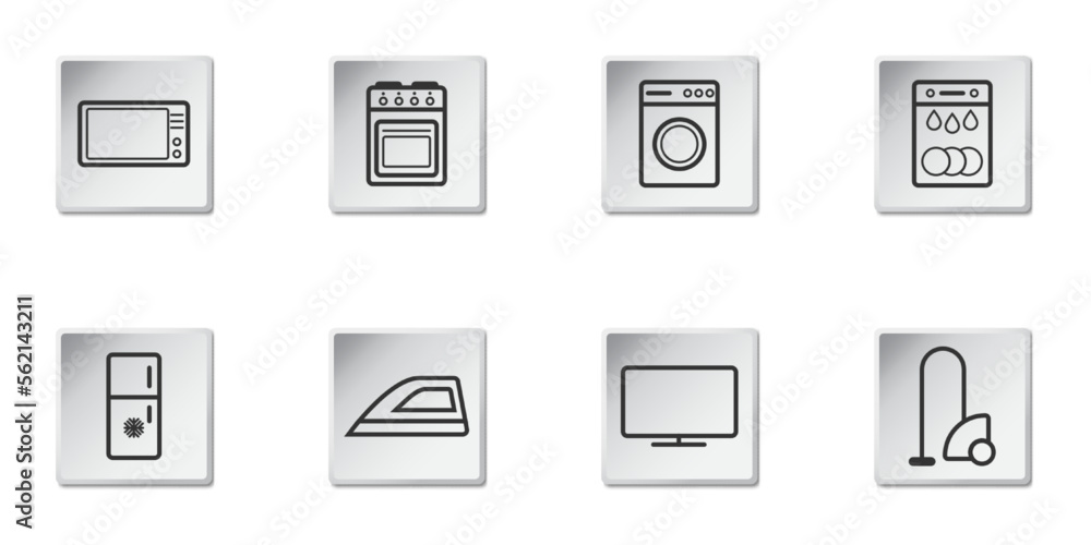 Household appliances icon set. Vector isolated simple line illustration. Household appliances icon set. Vector isolated simple line illustration.