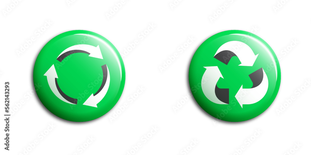 Recycle icon symbol. Reuse sign isolated on white background. Flat vector illustration. Recycle icon symbol. Reuse sign isolated on white background. Flat vector illustration.